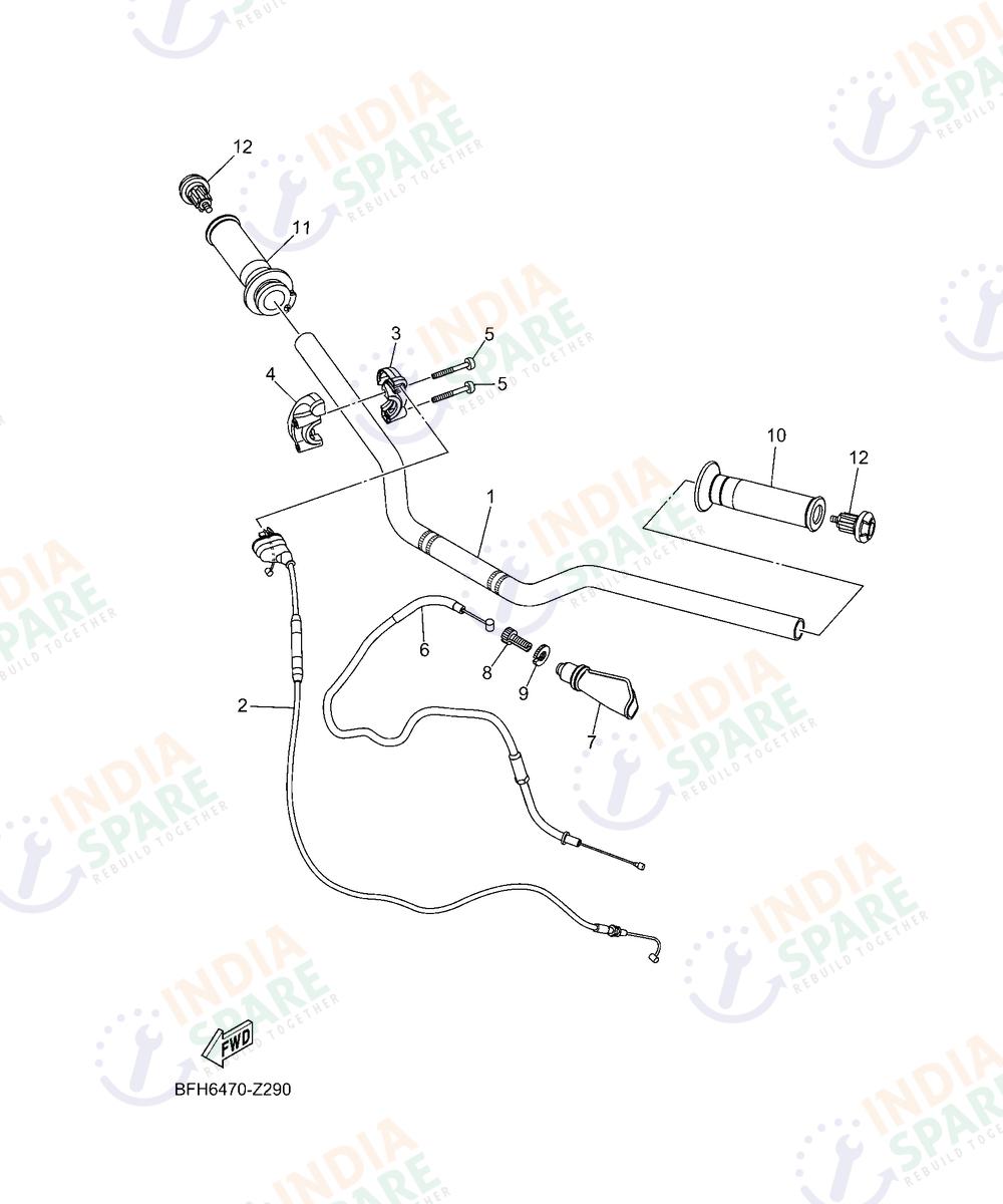 YAMAHA D001 FZ RAVE Series STEERING HANDLE & CABLE